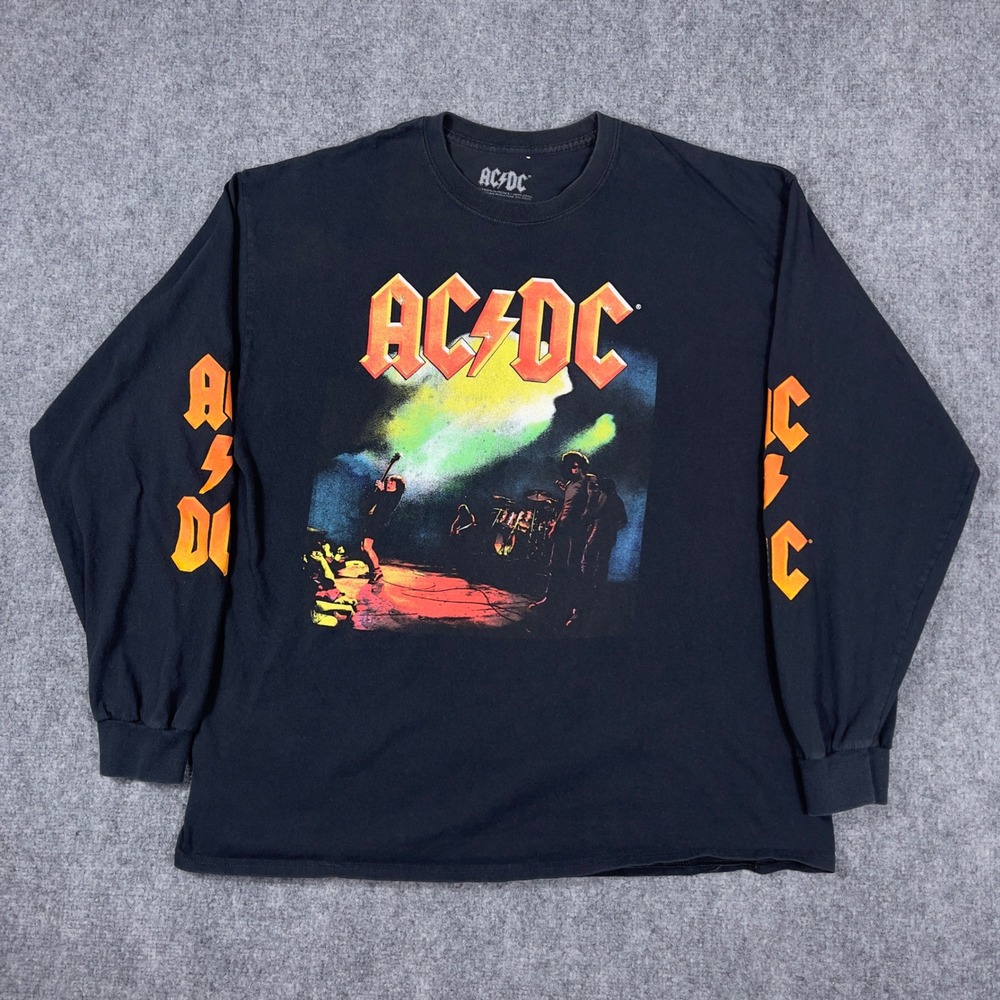 AC/DC Graphic Long Sleeve Shirt Mens XL Black Rock Band Concert Tee